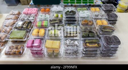 Assorted sweet nyony kueh kuih for iftar or buka puasa by muslim in Ramadhan month in Malaysia Stock Photo