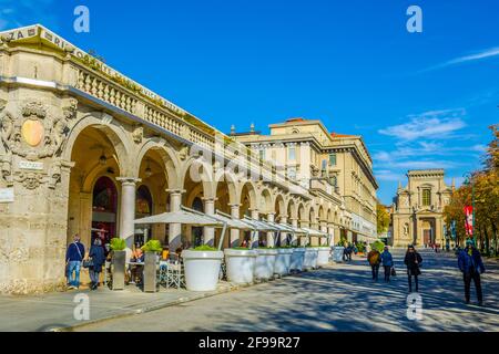 BERGAMO, ITALY, NOVEMBER 2, 2014: View of Quadriportico gallery in Bergamo, Italy Stock Photo