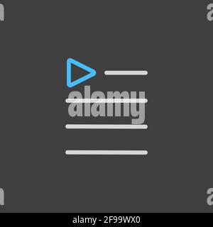Music playlist vector flat icon on dark background. Graph symbol for music and sound web site and apps design, logo, app, UI Stock Vector