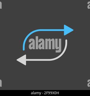Repeat button vector flat icon on dark background. Music sign. Graph symbol for music and sound web site and apps design, logo, app, UI Stock Vector
