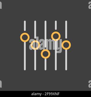 Equalizer vector icon on dark background. Music sound wave symbol. Graph symbol for music and sound web site and apps design, logo, app, UI Stock Vector