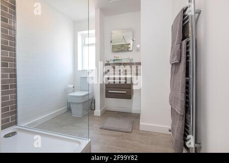 A modern bathroom in a bed and breakfast Stock Photo