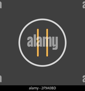Pause button vector flat icon on dark background. Graph symbol for music and sound web site and apps design, logo, app, UI Stock Vector