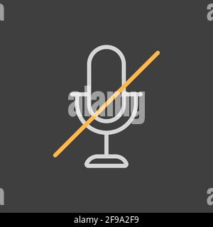 Microphone, mic mute vector icon on dark background. Music sign. Graph symbol for music and sound web site and apps design, logo, app, UI Stock Vector