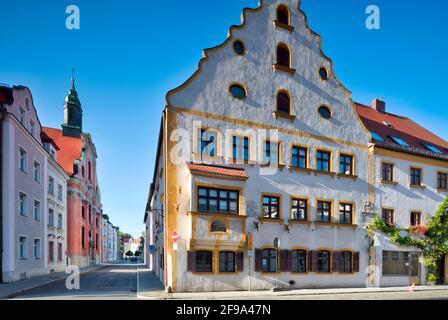 Asamkirche, Mariette Haas Gallery, house facade, old, historical, architecture, Ingolstadt, Bavaria, Germany, Europe Stock Photo