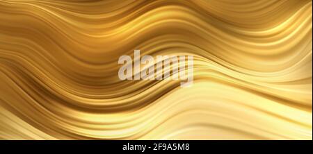 Abstract Gold Waves. Shiny golden moving lines design element for greeting card and disqount voucher. Stock Vector