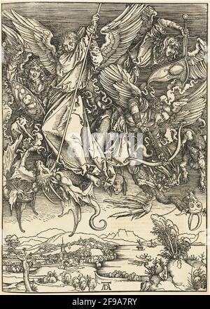 Saint Michael Fighting the Dragon, probably c. 1496/1498 (published 1511). Stock Photo