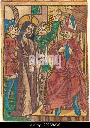 German 15th Century, Caiaphas Tearing his Clothes, probably 1449 ...