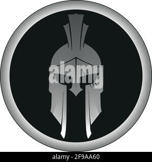 Warrior Helmet Icon / Logo with shield Stock Vector