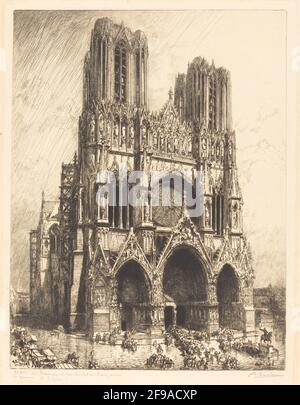Reims Cathedral (Cathedrale de Reims), 1911. Stock Photo
