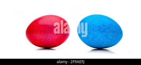 Brightly colored Easter eggs isolated on a white background Stock Photo
