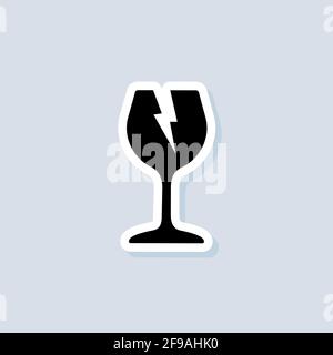 Fragile sticker. Glass symbol warning sign. Packaging symbol. Vector on isolated background. EPS 10. Stock Vector