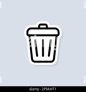 Trash can sticker. Delete button. Rubbish basket. Vector on isolated background. EPS 10. Stock Vector