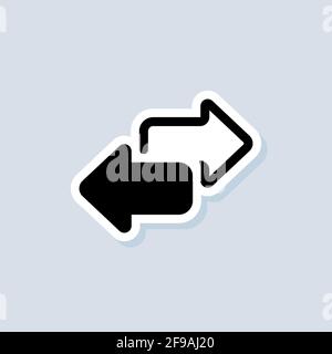 Exchange sticker. Double reverse arrow, replace icon. Direction arrows for transfer, sync, migration data. Vector on isolated background. EPS 10. Stock Vector