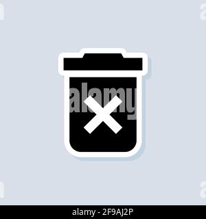 Delete button sticker. Trash can icon. Rubbish basket. Vector on isolated background. EPS 10. Stock Vector