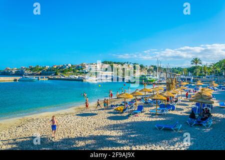 PORTO CRISTO, SPAIN, MAY 20, 2017: Beach at Porto Cristo, Mallorca, Spain Stock Photo