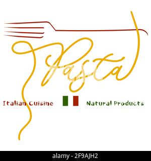 logo of Italian cuisine pasta with spaghetti lettering 1 Stock Vector