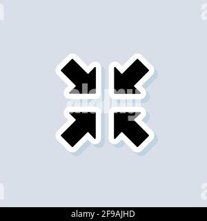 Exit Full Screen sticker. Full screen enter or exit icon. Maximize or Minimize symbol. Vector on isolated background. EPS 10. Stock Vector