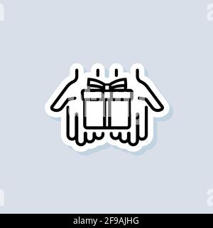 Gift sticker. Gift box icon. Present for anniversary, birthday, christmas, new year. Vector on isolated background. EPS 10. Stock Vector