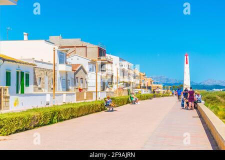CAN PICAFORT, SPAIN, MAY 23, 2017: Seaside promenade at Can Picafort at Mallorca, Spain Stock Photo