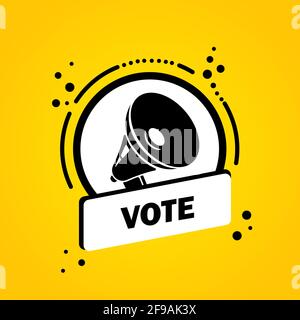 Megaphone with Vote speech bubble banner. Loudspeaker. Label for business, marketing and advertising. Vector on isolated background. EPS 10. Stock Vector