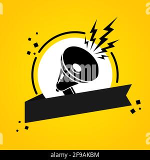 Megaphone with blank speech bubble banner. Loudspeaker. Label for business, marketing and advertising. Vector on isolated background. EPS 10. Stock Vector