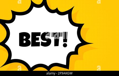 Best speech bubble banner. Pop art retro comic style. For business, marketing and advertising. Vector on isolated background. EPS 10. Stock Vector