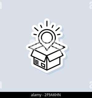 Delivery service sticker. Fast delivery truck icons with box. Express delivery logo. Vector on isolated background. EPS 10. Stock Vector