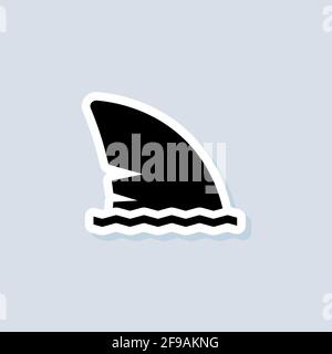 Shark fin sticker. Take care concept. Shark fin logo. Vector on isolated background. EPS 10. Stock Vector