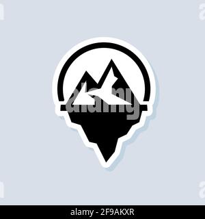 Iceberg geometric sticker. Iceberg icon. UI icon. Snow mountain in the ocean. Abstract mountain ice peak. Vector on isolated background. EPS 10. Stock Vector