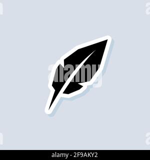 World Poetry Day sticker. Writing pen icon. Inkwell and pen logo. World of literature. Vector on isolated background. EPS 10. Stock Vector