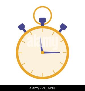 Vector illustration of stopwatch in orange and blue colors. Simple flat style Stock Vector