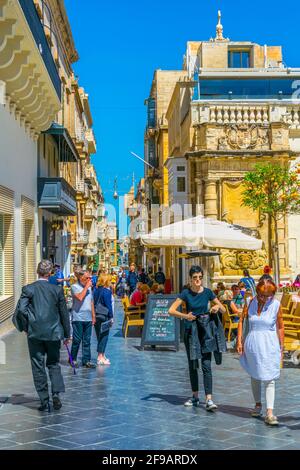 VALLETTA, MALTA, MAY 3, 2017: View of a narrow street in the historical center of Valletta, Malta Stock Photo