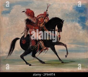 Kee-o-k&#xfa;k, The Watchful Fox, Chief of the Tribe, on Horseback, 1835. Signed over lands in the states known today as Illinois, Missouri, and Wisconsin, for which his tribe received seventy-five cents per acre. Stock Photo