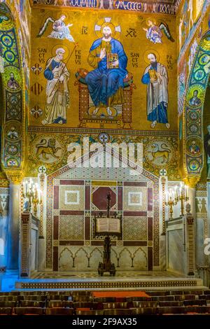 PALERMO, ITALY, APRIL 23, 2017: Interior of Cappella palatina inside of the palazzo dei Normanni in Palermo, Sicily, Italy Stock Photo