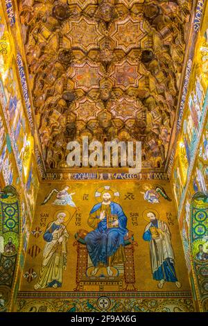 PALERMO, ITALY, APRIL 23, 2017: Interior of Cappella palatina inside of the palazzo dei Normanni in Palermo, Sicily, Italy Stock Photo