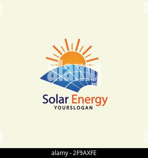 Sun solar energy logo design template. solar tech logo designs Stock Vector