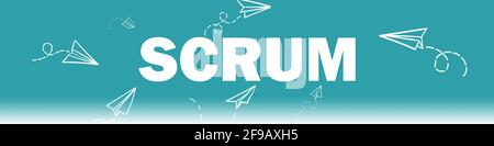 Word scrum on a blue background with constellations Stock Photo