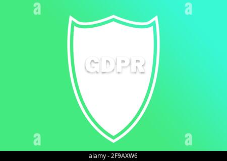 Shield with text 'GDPR' on green background - data protection and security concept Stock Photo