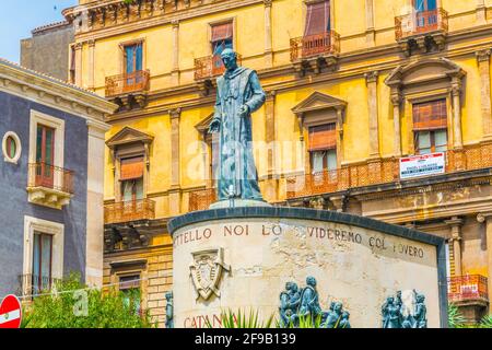 CATANIA, ITALY, APRIL 27, 2017: Monument of cardinal Dusmet in Catania, Sicily, Italy Stock Photo