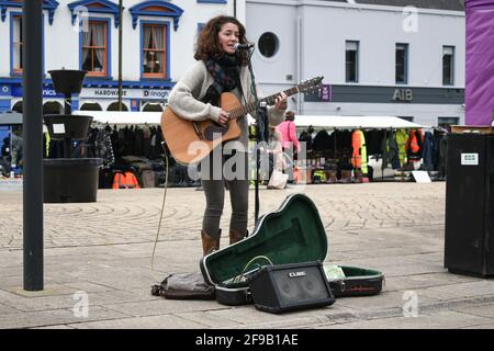 Bantry, West Cork, Ireland. 17th Apr, 2021. As the travel restrictions were eased, many people were seen at the Bantry market this Friday. Credit: Karlis Dzjamko/Alamy Live News Stock Photo