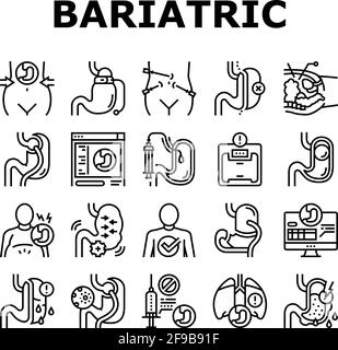 Bariatric Surgery Collection Icons Set Vector Stock Vector