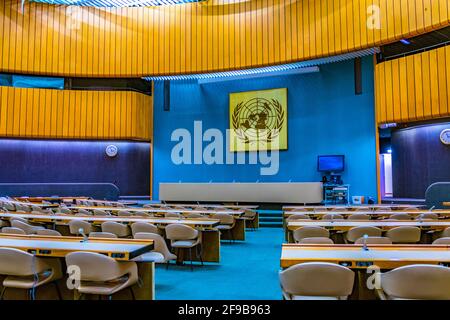 GENEVA, SWITZERLAND, JULY 20, 2017: An assembly hall in the Palace of Nations - UN headquarters in Geneva, Switzerland Stock Photo