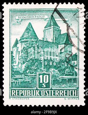 MOSCOW, RUSSIA - SEPTEMBER 24, 2019: Postage stamp printed in Austria shows Heidenreichstein Castle, Buildings serie, circa 1957 Stock Photo