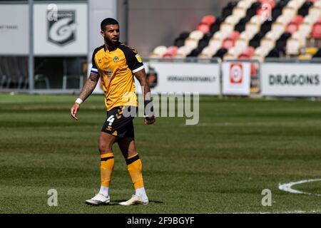 Newport, UK. 17th Apr, 2021. Joss Labadie of Newport County in action EFL football league two match, Newport county v Cambridge Utd at Rodney Parade in Newport, Wales on Saturday 17th April 2021. this image may only be used for Editorial purposes. Editorial use only, license required for commercial use. No use in betting, games or a single club/league/player publications. pic by Lewis Mitchell/Andrew Orchard sports photography/Alamy Live news Credit: Andrew Orchard sports photography/Alamy Live News Stock Photo