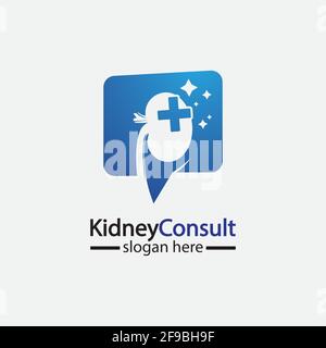 Kidney Consult logo designs concept vector, Kidney Healthcare logo template,Urology logo vector template. Stock Vector