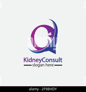 Kidney Consult logo designs concept vector, Kidney Healthcare logo template,Urology logo vector template. Stock Vector