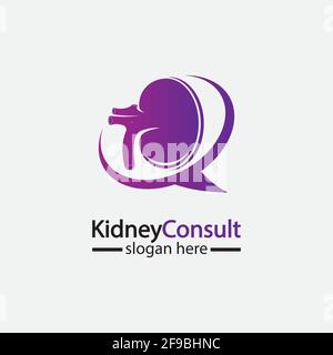 Kidney Consult logo designs concept vector, Kidney Healthcare logo template,Urology logo vector template. Stock Vector