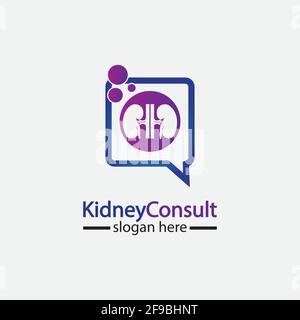 Kidney Consult logo designs concept vector, Kidney Healthcare logo template,Urology logo vector template. Stock Vector
