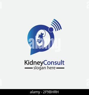 Kidney Consult logo designs concept vector, Kidney Healthcare logo template,Urology logo vector template. Stock Vector